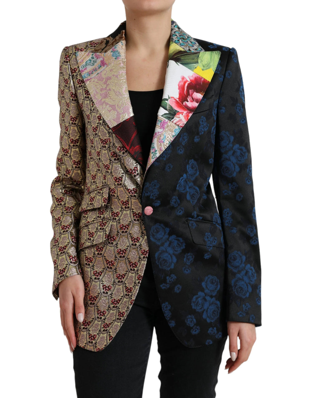 Dolce & Gabbana Multicolor Floral Patchwork Jacquard Jacket - IT40|S - Sport Jackets