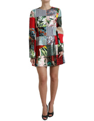 Dolce & Gabbana Multicolor Floral Patchwork Shift Mini Dress - Dresses