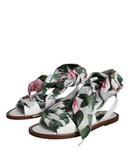 Dolce & Gabbana Multicolor Floral Print Ankle Wrap Sandals Shoes - EU36/US6 - Sandals