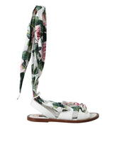 Dolce & Gabbana Multicolor Floral Print Ankle Wrap Sandals Shoes - EU37/US6.5 - Sandals