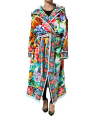 Dolce & Gabbana Multicolor Floral Print Belted Bathrobe Coat Jacket - IT42|M - Wrap Coats