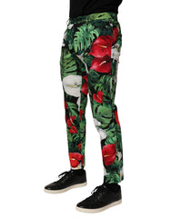 Dolce & Gabbana Multicolor Floral Print Cotton Tapered Pants - Chinos