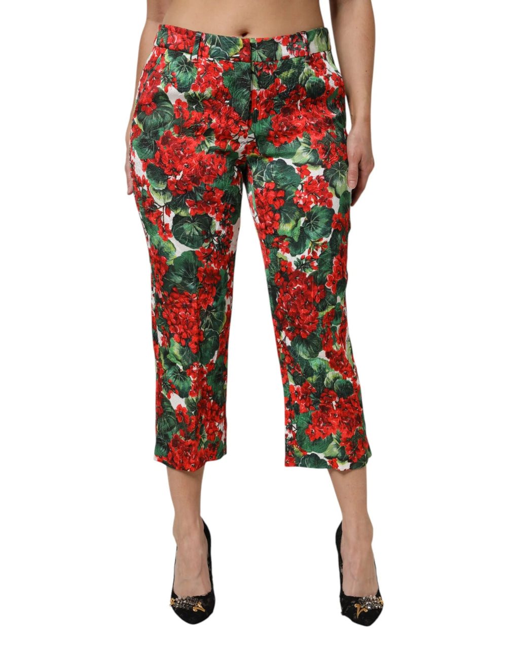 Dolce & Gabbana Multicolor Floral Print Cropped Pants - IT44 | L - Trousers