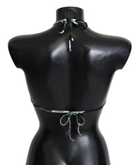 Dolce & Gabbana Multicolor Floral Print Halter Swimwear Bikini Top - IT | XS - Swimwear Tops