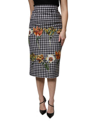 Dolce & Gabbana Multicolor Floral Print High Waist Pencil Cut Skirt - Skirts