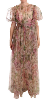 Dolce & Gabbana Multicolor Floral Print Long Maxi Gown Dress - Dresses