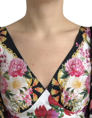 Dolce & Gabbana Multicolor Floral Print Silk Twill Gown Dress - IT40|S - Dresses