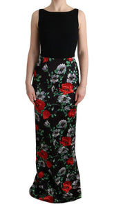 Dolce & Gabbana Multicolor Floral Print Stretch Sheath Long Dress - IT40|S - Dresses