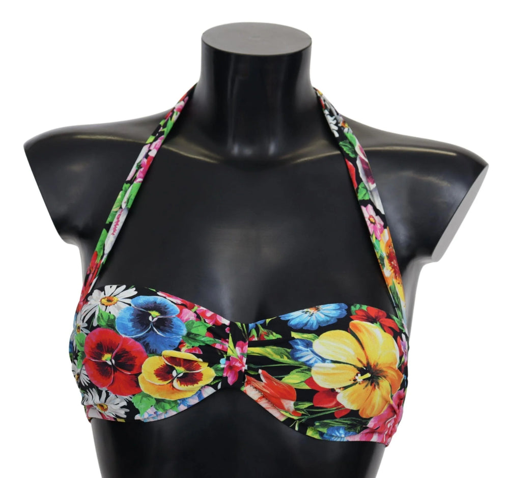 Dolce & Gabbana Multicolor Floral Print Swimwear Bikini Tops - IT1 | XS - Swimwear Tops