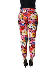 Dolce & Gabbana Multicolor Floral Print Tapered Trouser Pants - IT40|S
