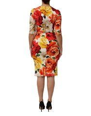 Dolce & Gabbana Multicolor Floral Print Viscose Sheath Dress - Dresses