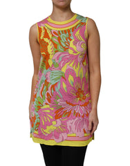 Dolce & Gabbana Multicolor Floral Roundneck Sleeveless Top - IT48 | XL - Tank Tops