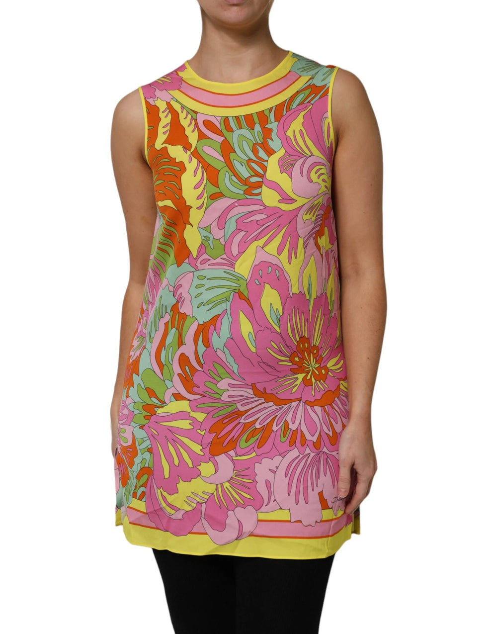 Dolce & Gabbana Multicolor Floral Roundneck Sleeveless Top - IT48 | XL - Tank Tops