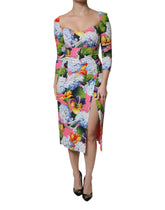 Dolce & Gabbana Multicolor Floral Side Slit Midi Dress - Dresses