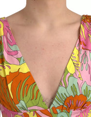 Dolce & Gabbana Multicolor Floral Silk Flared Mini Dress - Dresses