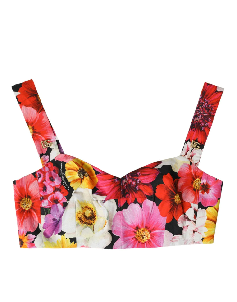 Dolce & Gabbana Multicolor Floral Sleeveless Bustier Crop Top - IT36|XXS - Tank Tops