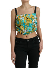 Dolce & Gabbana Multicolor Floral Sleeveless Cropped Top - IT50 | XXL - Tank Tops