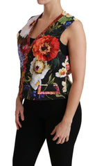 Dolce & Gabbana Multicolor Floral Sleeveless Waistcoat Top Vest - IT40|S - Vests