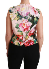 Dolce & Gabbana Multicolor Floral Sleeveless Waistcoat Top Vest - IT40|S - Vests