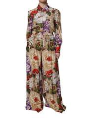 Dolce & Gabbana Multicolor Floral Wide Leg Jumpsuit Dress - One-Pieces