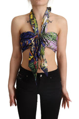 Dolce & Gabbana Multicolor Foulard Silk Halter Cropped Top - IT40|S - Blouses