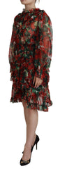 Dolce & Gabbana Multicolor Geranium A-line Knee Length Dress - IT40|S - Dresses