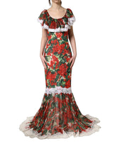 Dolce & Gabbana Sokszínű Geránium Virágos Hímzett Maxi Ruha