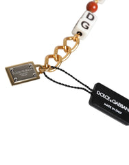 Dolce & Gabbana Multicolor Gold Tone Brass Chain DG Logo Dice Bracelet - Bracelets