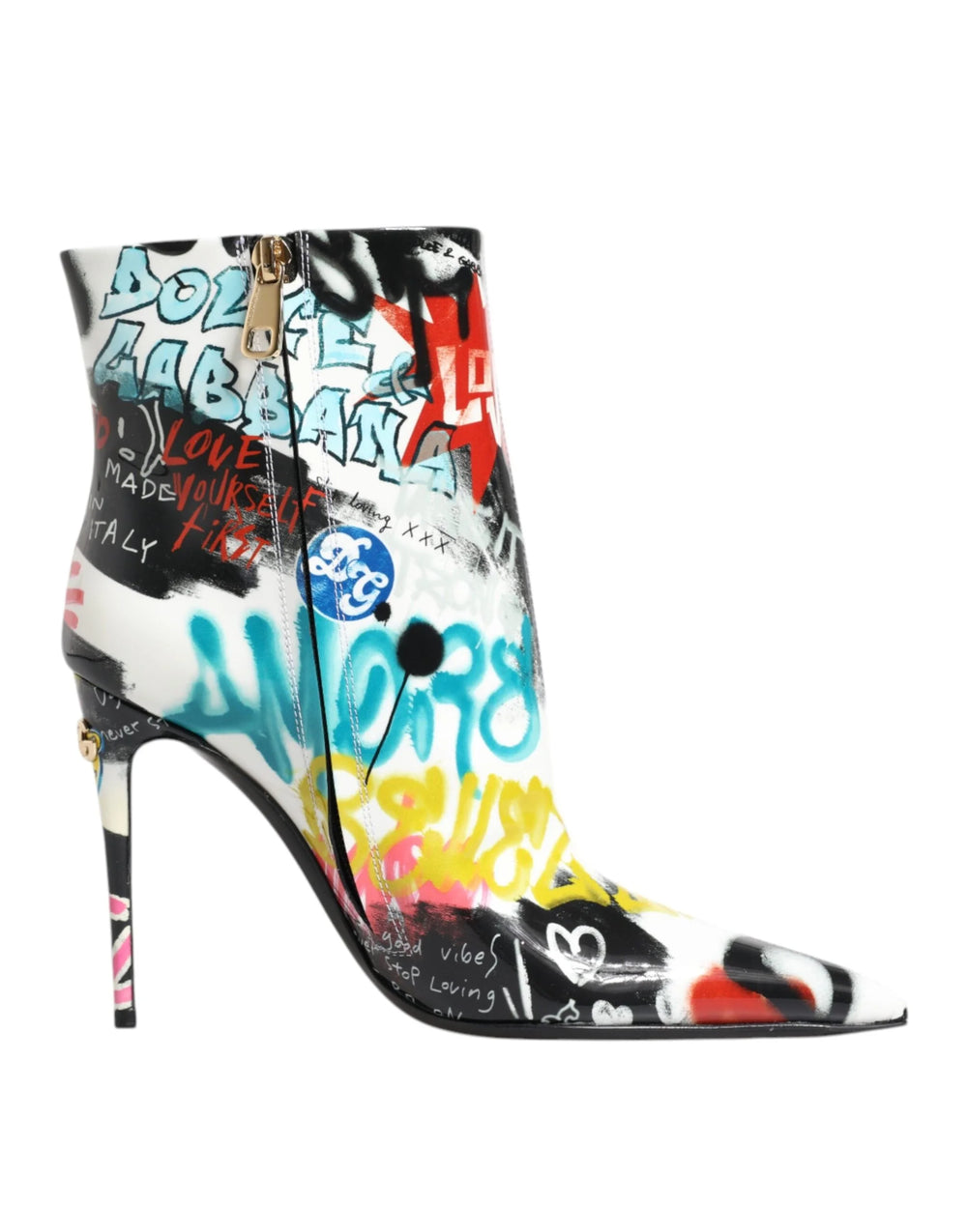 Dolce & Gabbana Multicolor Graffiti Keira Mid Calf Boots Shoes - EU35/US4.5