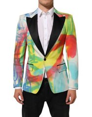 Dolce & Gabbana Multicolor Graffiti SICILIA 1 Button Men Suit Blazer - IT46 | S - Sport Jackets