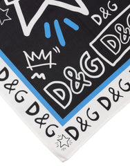 Dolce & Gabbana Multicolor Graphic Cotton Square Foulard Scarf