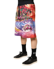 Dolce & Gabbana Multicolor Graphic Print Cotton Bermuda Shorts
