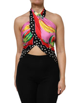 Dolce & Gabbana Multicolor Halter Party Evening Cropped Top - IT40|S - Tank Tops