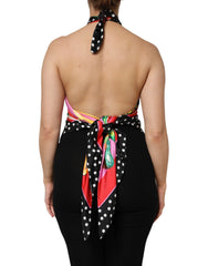 Dolce & Gabbana Multicolor Halter Party Evening Cropped Top - IT40|S - Tank Tops