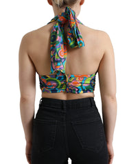 Dolce & Gabbana Multicolor Halter Sleeveless Cropped Tank Top - IT40|S - Tank Tops