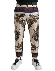 Dolce & Gabbana Multicolor Heraldic Skinny Men Pants - IT48 | M - Trousers