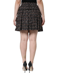 Dolce & Gabbana Multicolor High Waist Tartan Tweed A-line Mini Skirt - Skirts