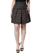 Dolce & Gabbana Multicolor High Waist Tartan Tweed A-line Mini Skirt - Skirts