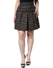 Dolce & Gabbana Multicolor High Waist Tartan Tweed A-line Mini Skirt - Skirts