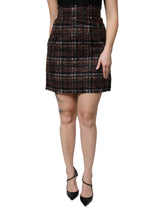 Dolce & Gabbana Multicolor High Waist Tartan Tweed Pencil Cut Skirt - Skirts
