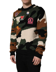 Dolce & Gabbana Multicolor Intarsia Knit Camouflage Pullover Sweater - IT46 | S