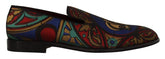 Dolce & Gabbana Multicolor Jacquard Crown Slippers Loafers Shoes - Flats