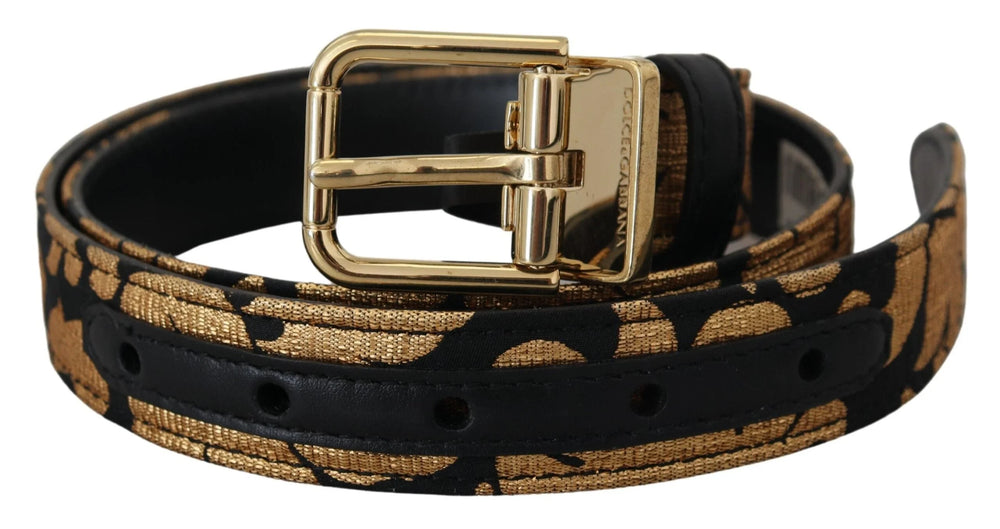 Dolce & Gabbana Multicolor Jacquard Leather Logo Buckle Belt - 75 cm / 29,5 Inches - Belts