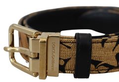 Dolce & Gabbana Multicolor Jacquard Leather Logo Buckle Belt - 75 cm / 29,5 Inches - Belts