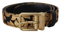 Dolce & Gabbana Multicolor Jacquard Leather Logo Buckle Belt - 75 cm / 29,5 Inches - Belts