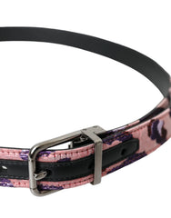 Dolce & Gabbana Multicolor Jacquard Leather Metal Buckle Belt - 95 cm / 38 Inches - Belts