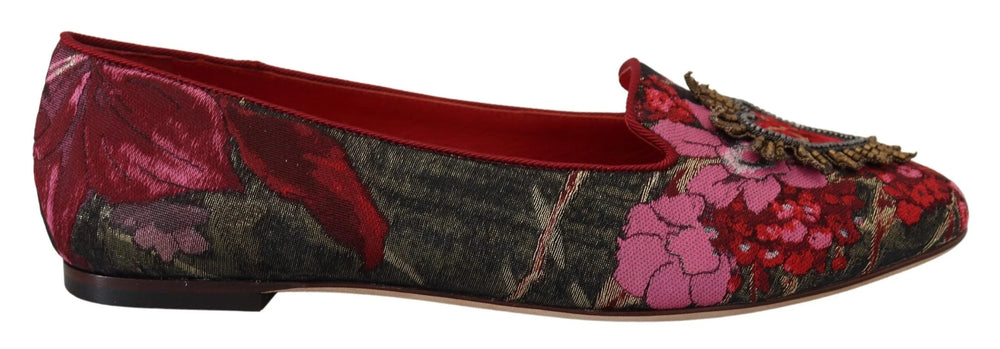 Dolce & Gabbana Multicolor Jacquard Sacred Heart Patch Slip On Shoes - EU35.5/US5 - Flats