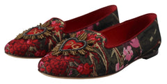 Dolce & Gabbana Multicolor Jacquard Sacred Heart Patch Slip On Shoes - EU35.5/US5 - Flats