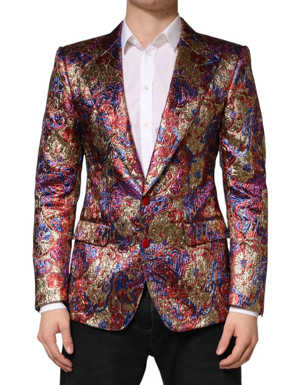Dolce & Gabbana Multicolor Jacquard Single Breasted Blazer - IT48 | M