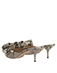 Dolce & Gabbana Multicolor Keira Bow Leather Peep Toe Mules Shoes - EU36/US5.5